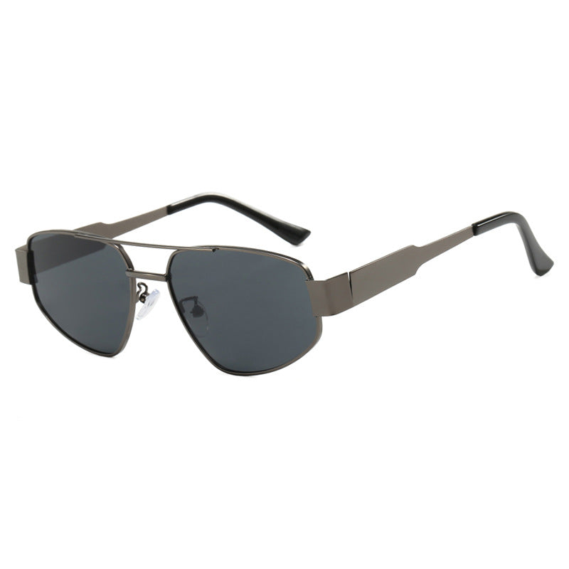 Doppelstrahl-Sonnenbrille für Damen, Sonnen- und Sonnenschutz-Sonnenbrille, Metall-Sonnenbrille, UV-beständige Sonnenbrille