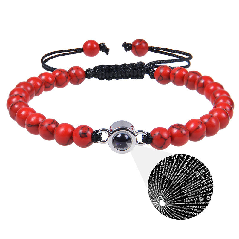 Fotoprojektionsarmband 100 Sprachen Ich liebe dich Naturstein personalisiertes Armband Bildschmuck