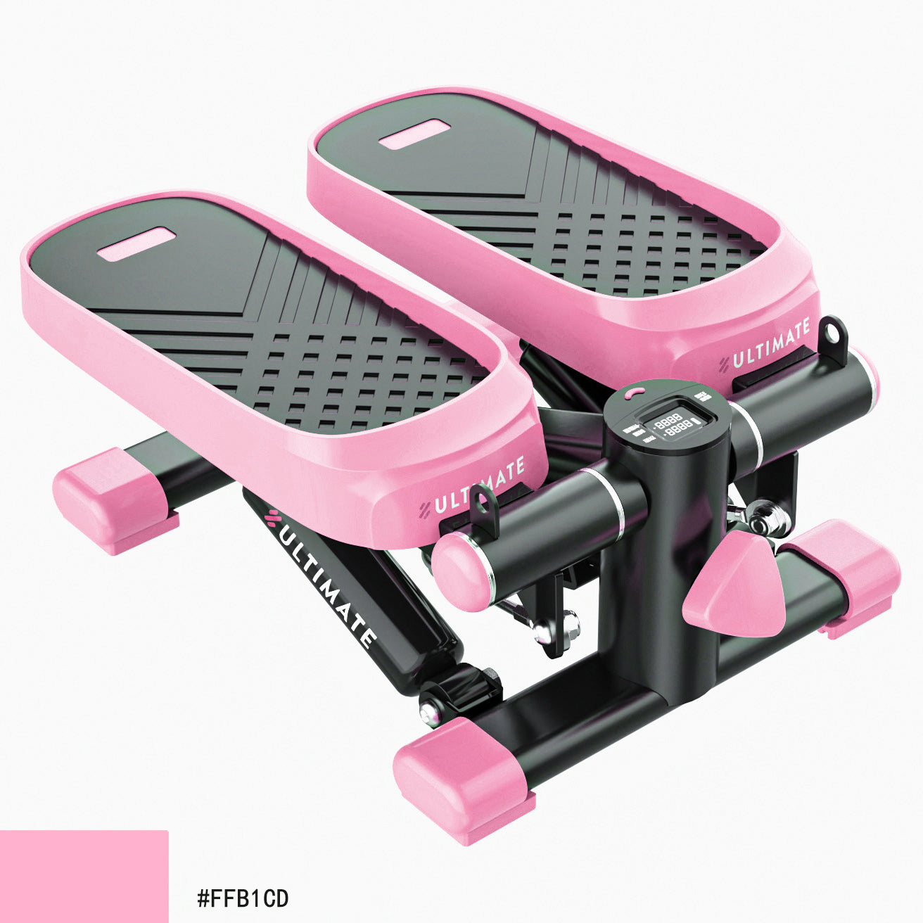 Home-Office-Übung 330LBS Kapazität Mini Stepper mit Widerstandsbändern und LCD-Monitor Rosa