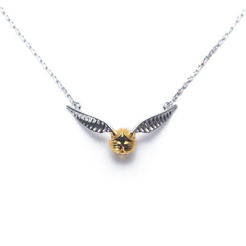 Halskette mit goldenem Schnatz aus Harry Potters Umgebung, galvanisiertes 925er Silber, zweifarbig, echt vergoldet, kleine und exquisite Schlüsselbeinkette