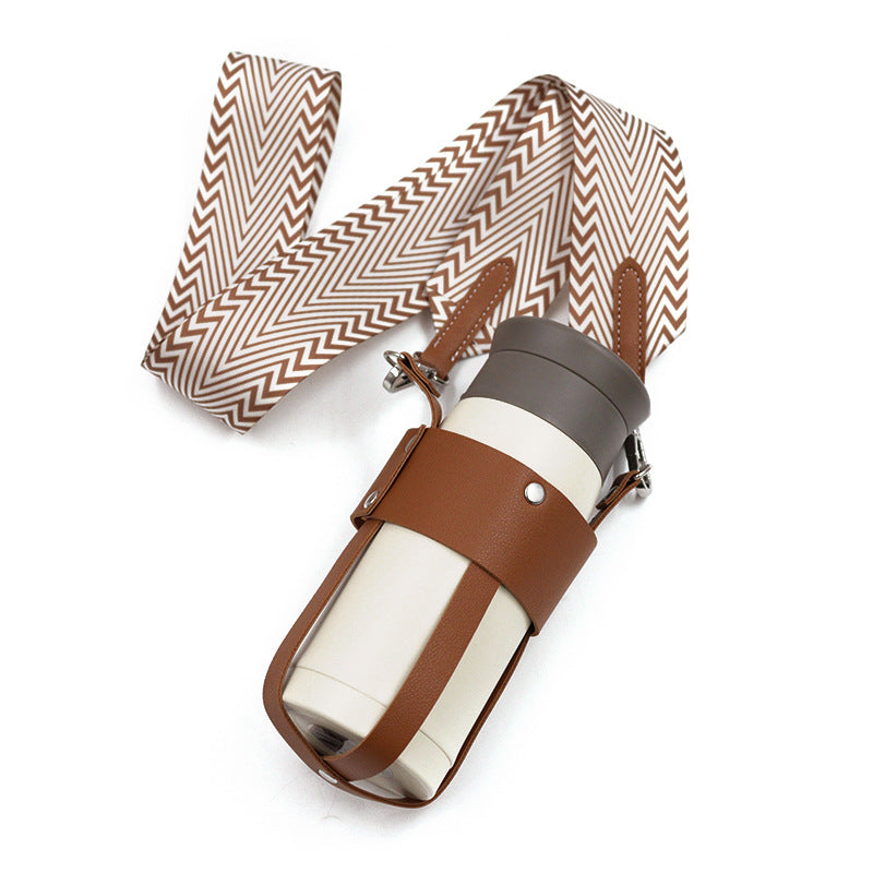 Outdoor insulated cup diagonal cup cover detachable woven shoulder strap bottle cover stainless steel kettle cover