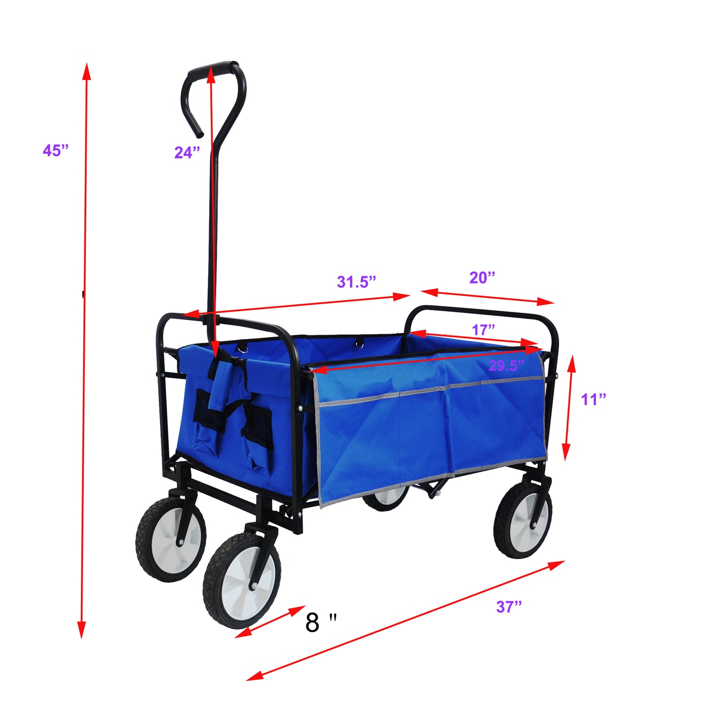Klappbarer Wagen für Garten, Einkauf und Strand (blau)