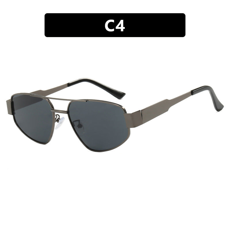 Doppelstrahl-Sonnenbrille für Damen, Sonnen- und Sonnenschutz-Sonnenbrille, Metall-Sonnenbrille, UV-beständige Sonnenbrille