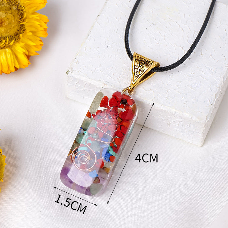 Regenbogenstein Orgon Anhänger Tropfender Harzkristall Halbedelstein Halskette Schmuck
