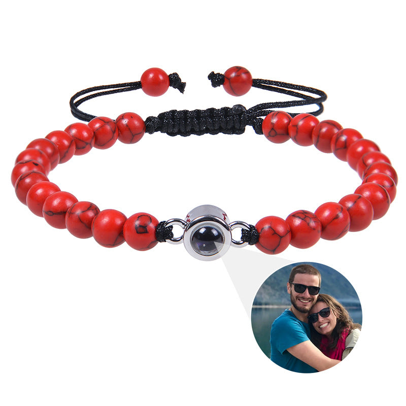 Fotoprojektionsarmband 100 Sprachen Ich liebe dich Naturstein personalisiertes Armband Bildschmuck