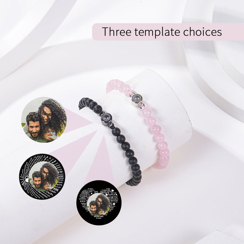 Fotoprojektionsarmband 100 Sprachen Ich liebe dich Naturstein personalisiertes Armband Bildschmuck