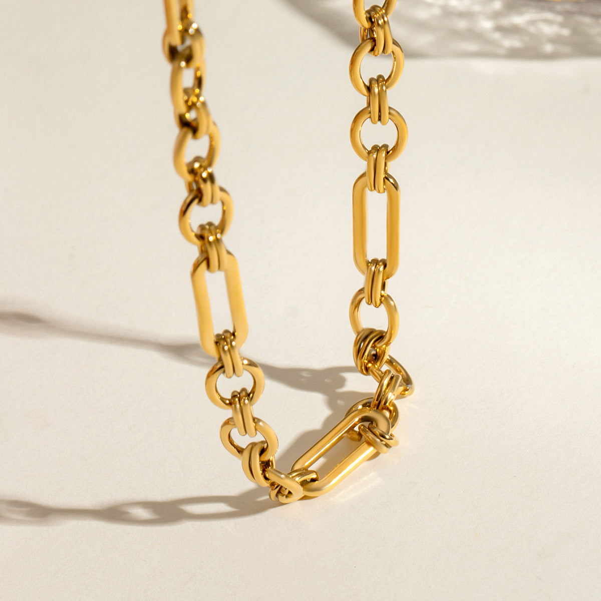 Fashion 18k gold stainless steel handmade chain 3:1 chain necklace female non-fading trendy jewelry