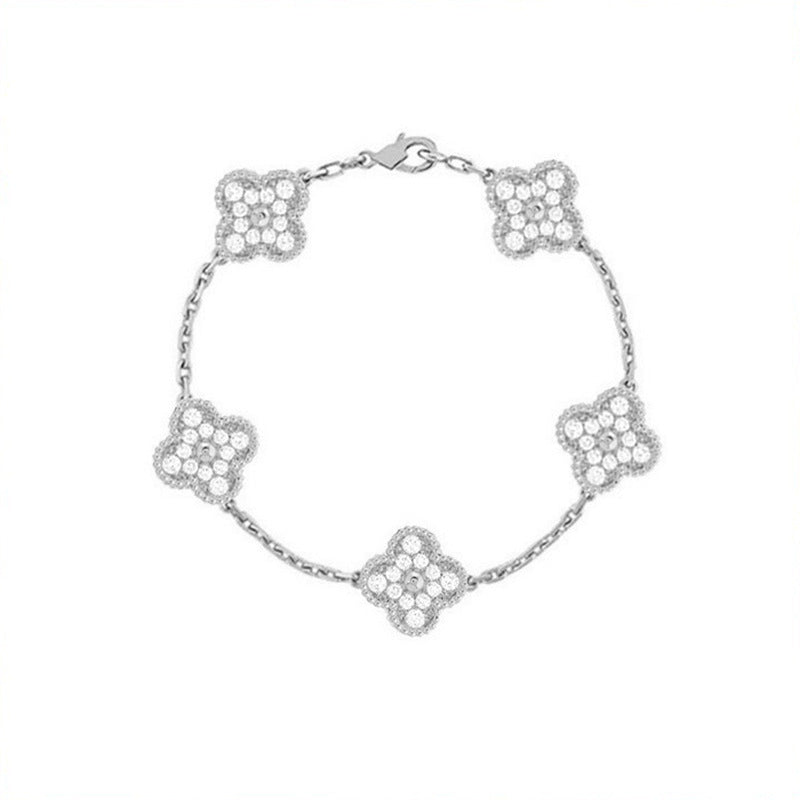 Vierblättriges Kleeblatt-Armband für Damen aus Titanstahl, leicht, luxuriös, galvanisiert, 18 Karat Gold