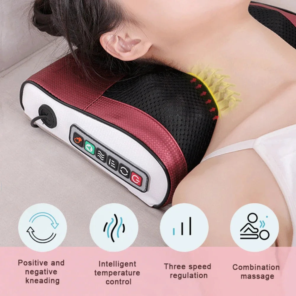 4-Tasten-Smart-Hals-Nacken-Schulter-Elektrisches Shiatsu-Massagekissen für die Taille und den Rücken, Beheiztes Autositzmassagegerät für Nacken und Schultern