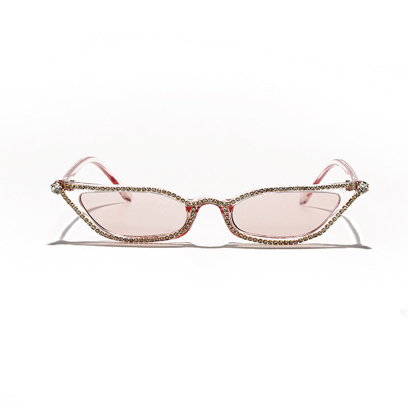 Trendy Damen Kleiner Rahmen Retro Handgemachte Strass Sonnenbrille Persönlichkeit Street Shot Sonnenbrille Cat Eye