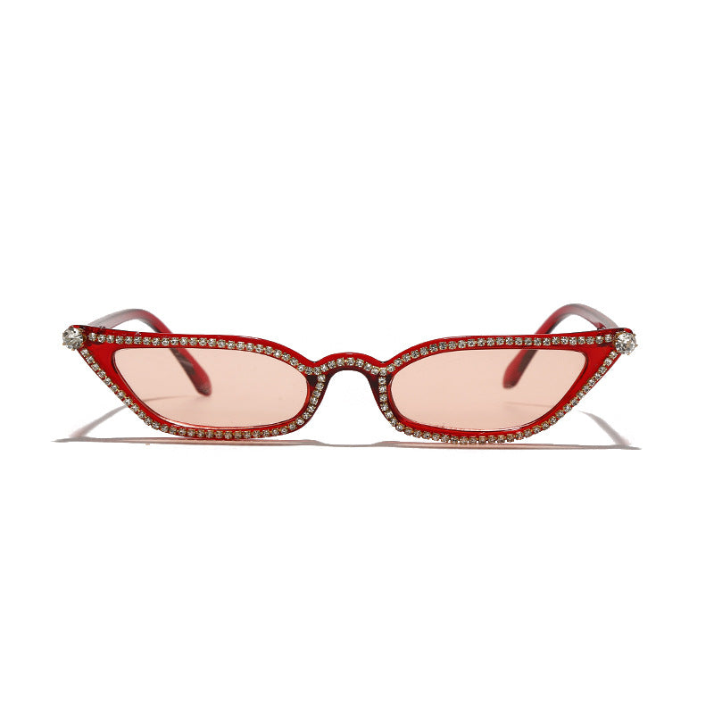 Trendy Damen Kleiner Rahmen Retro Handgemachte Strass Sonnenbrille Persönlichkeit Street Shot Sonnenbrille Cat Eye