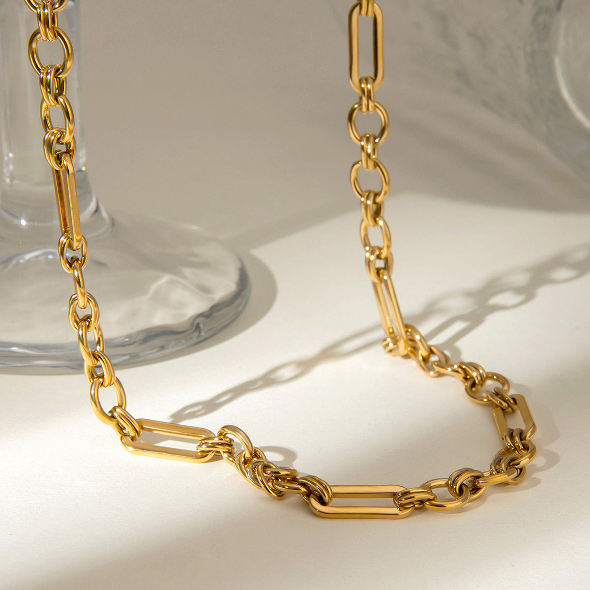 Fashion 18k gold stainless steel handmade chain 3:1 chain necklace female non-fading trendy jewelry