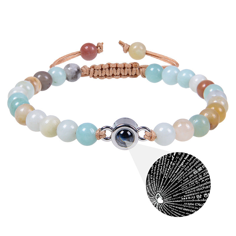 Fotoprojektionsarmband 100 Sprachen Ich liebe dich Naturstein personalisiertes Armband Bildschmuck