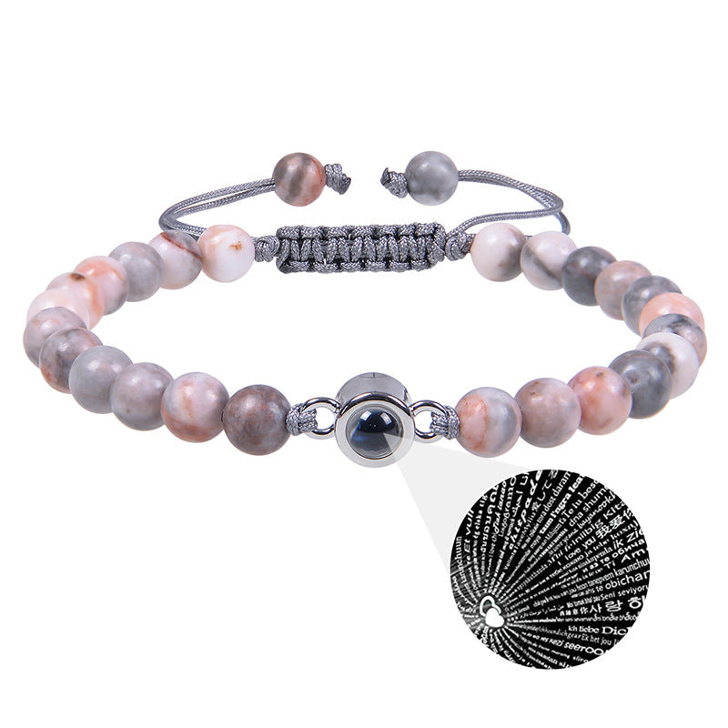 Fotoprojektionsarmband 100 Sprachen Ich liebe dich Naturstein personalisiertes Armband Bildschmuck