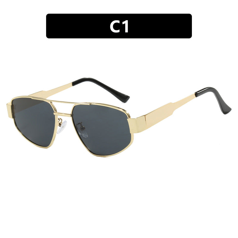 Doppelstrahl-Sonnenbrille für Damen, Sonnen- und Sonnenschutz-Sonnenbrille, Metall-Sonnenbrille, UV-beständige Sonnenbrille