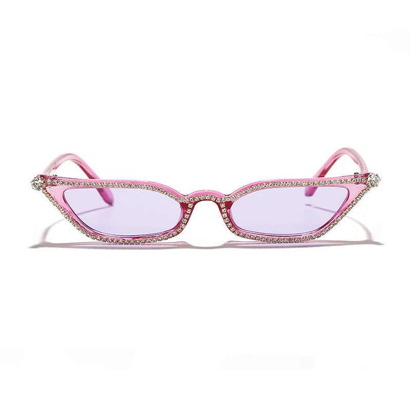 Trendy Damen Kleiner Rahmen Retro Handgemachte Strass Sonnenbrille Persönlichkeit Street Shot Sonnenbrille Cat Eye