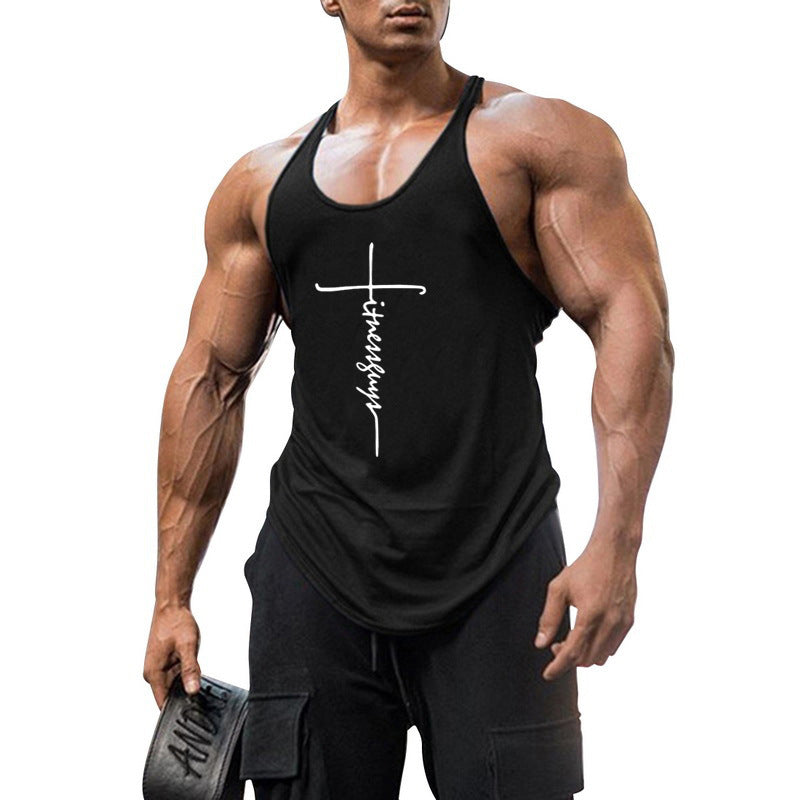 Reine Baumwolle Bodybuilding und Fitness Weste Muskel Männer Sport tief graben 1cm dünne Schultergurt Sling