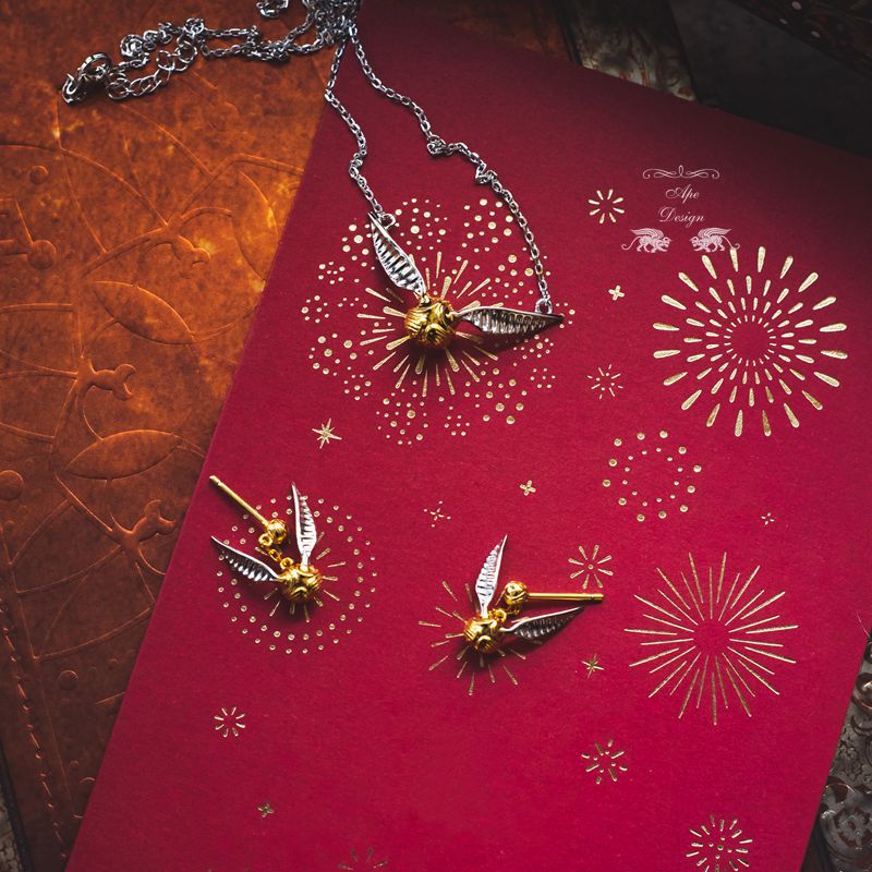 Halskette mit goldenem Schnatz aus Harry Potters Umgebung, galvanisiertes 925er Silber, zweifarbig, echt vergoldet, kleine und exquisite Schlüsselbeinkette