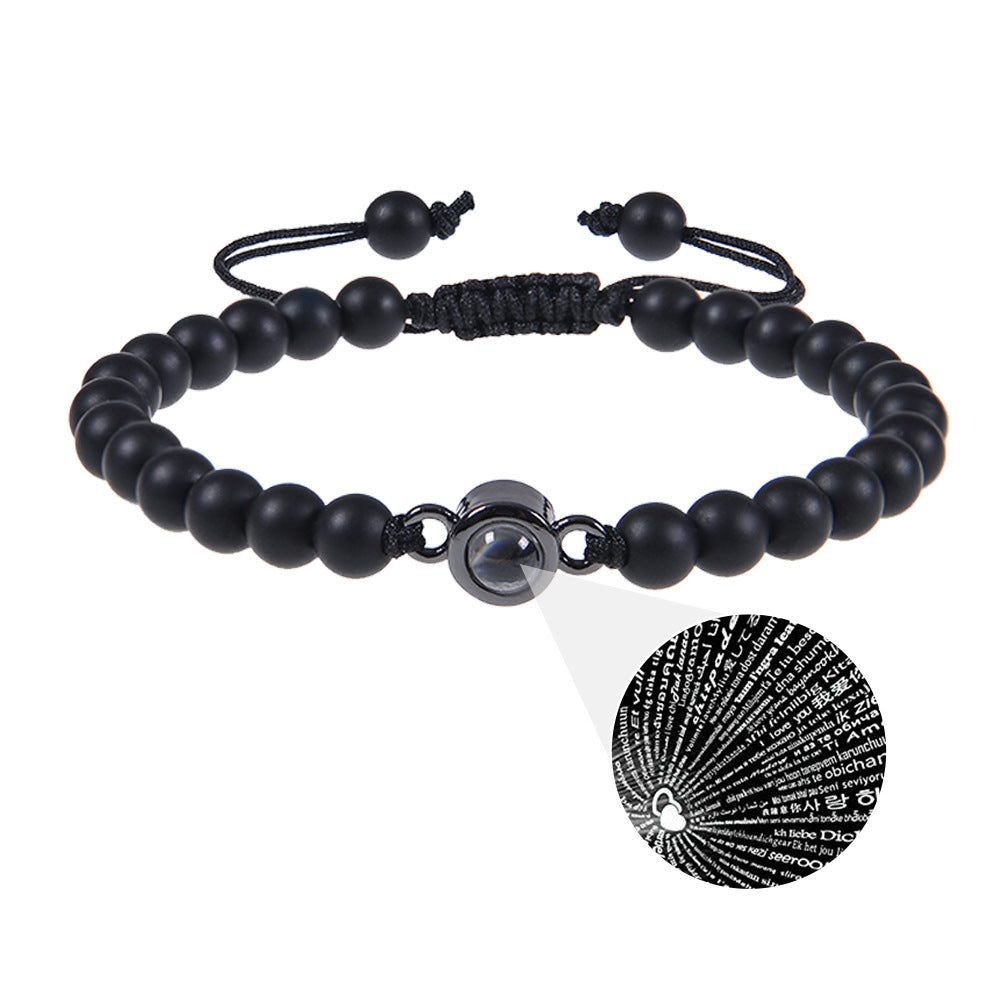 Fotoprojektionsarmband 100 Sprachen Ich liebe dich Naturstein personalisiertes Armband Bildschmuck