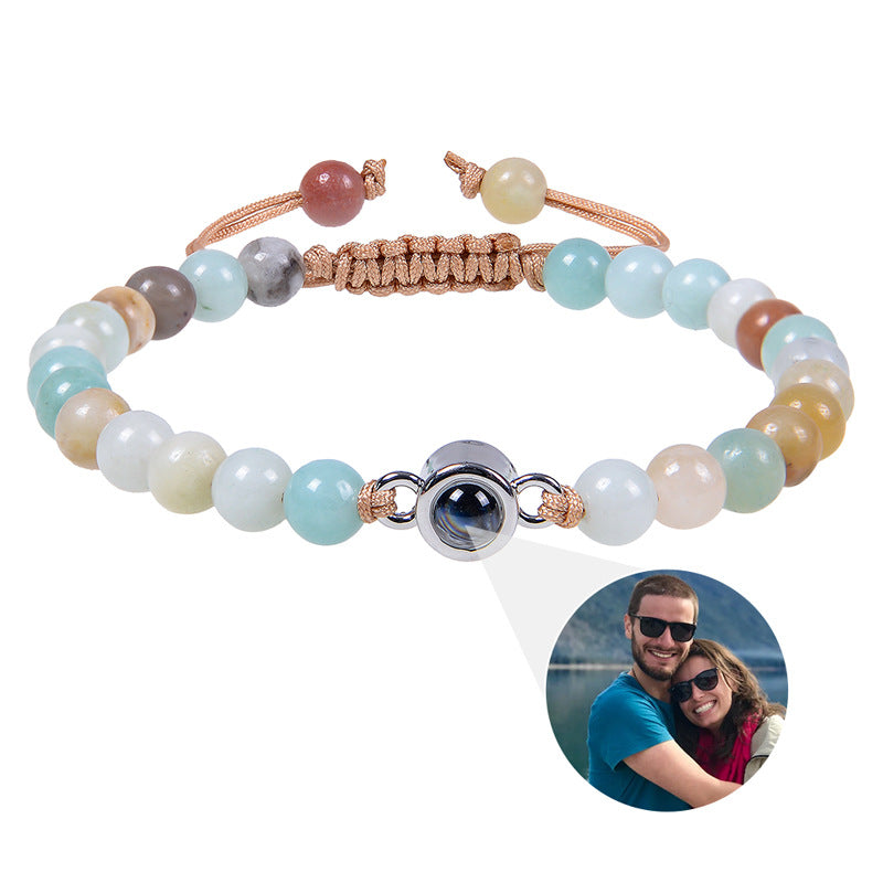 Fotoprojektionsarmband 100 Sprachen Ich liebe dich Naturstein personalisiertes Armband Bildschmuck