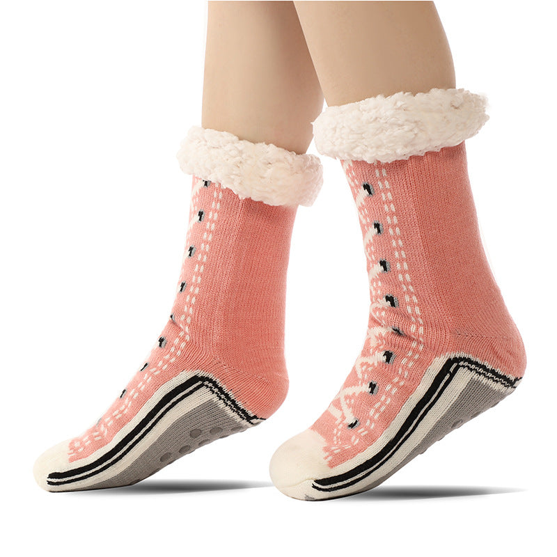 Bodensocken, Lammfell, warme Socken, Postpartumsocken, Haussocken, Schlafsocken, ultradicke Plüschsocken für Damen