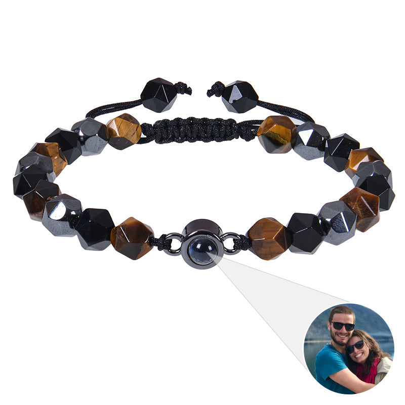 Fotoprojektionsarmband 100 Sprachen Ich liebe dich Naturstein personalisiertes Armband Bildschmuck