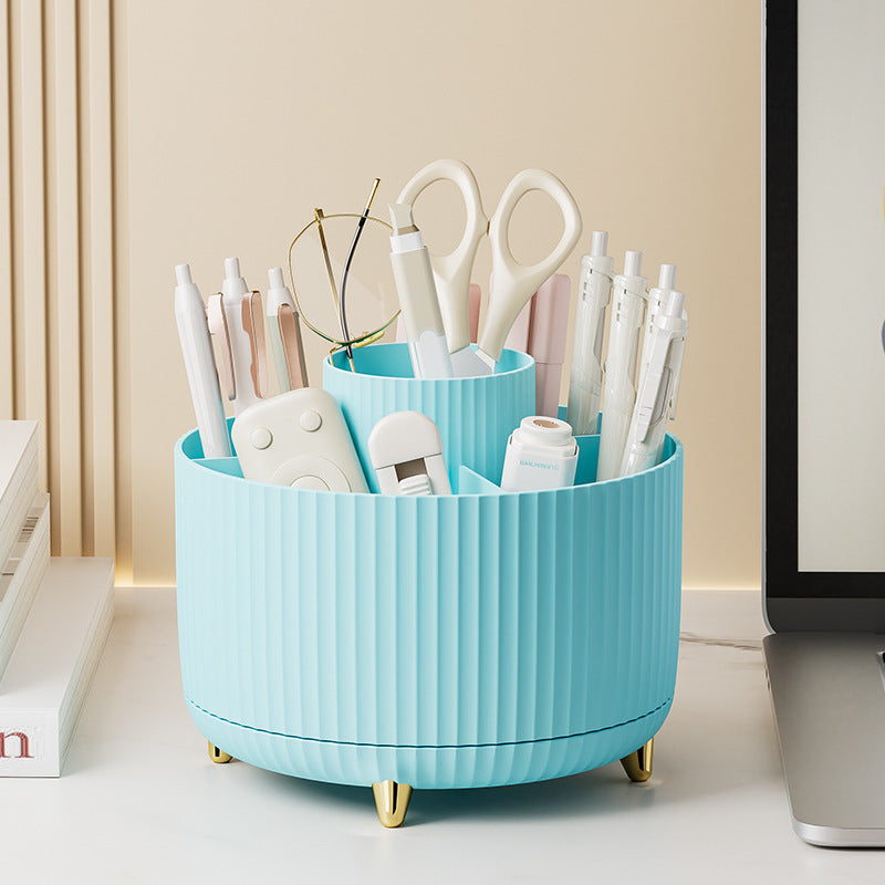 Drehbare staubdichte Aufbewahrungsbox für Stifthalter auf dem Schreibtisch zu Hause mit großer Kapazität für Badezimmer, Kosmetik und Kleinigkeiten
