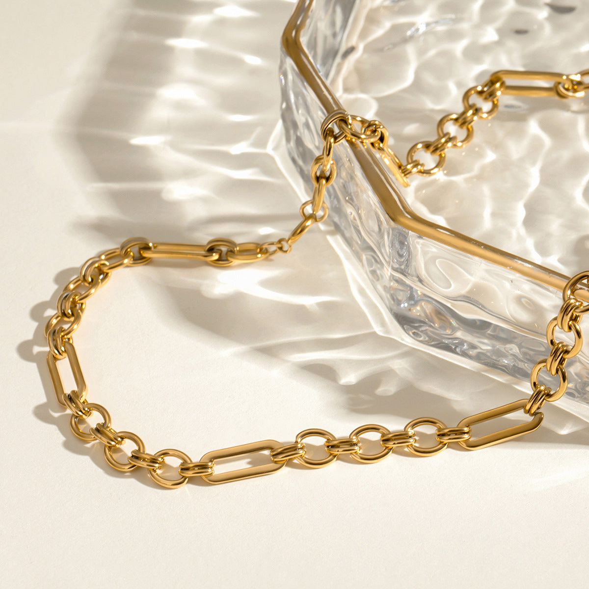 Fashion 18k gold stainless steel handmade chain 3:1 chain necklace female non-fading trendy jewelry