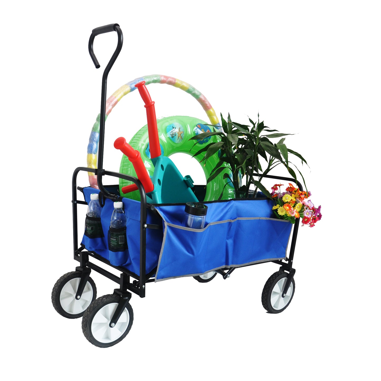 Klappbarer Wagen für Garten, Einkauf und Strand (blau)