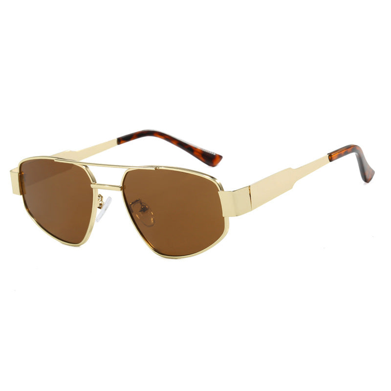 Doppelstrahl-Sonnenbrille für Damen, Sonnen- und Sonnenschutz-Sonnenbrille, Metall-Sonnenbrille, UV-beständige Sonnenbrille