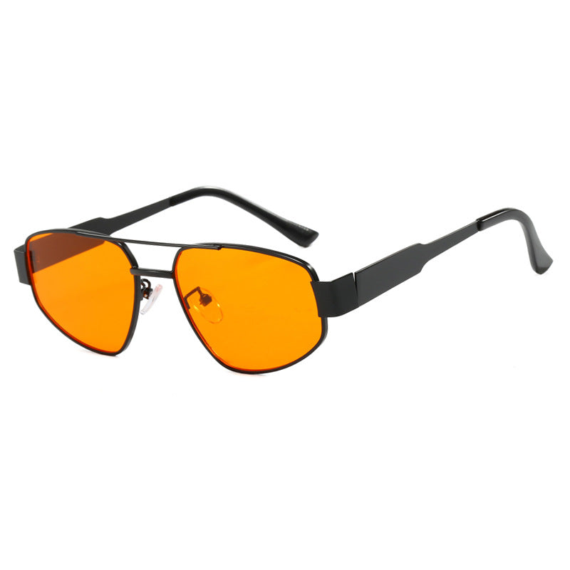 Doppelstrahl-Sonnenbrille für Damen, Sonnen- und Sonnenschutz-Sonnenbrille, Metall-Sonnenbrille, UV-beständige Sonnenbrille