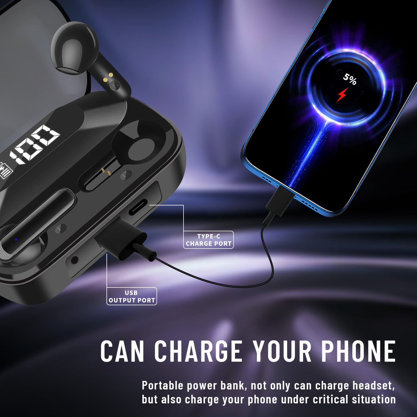 AKZ-S18 Powerbank TWS-Ohrhörer, TW kabellose BT-Ohrhörer, TWS-Ohrhörer mit Powerbank