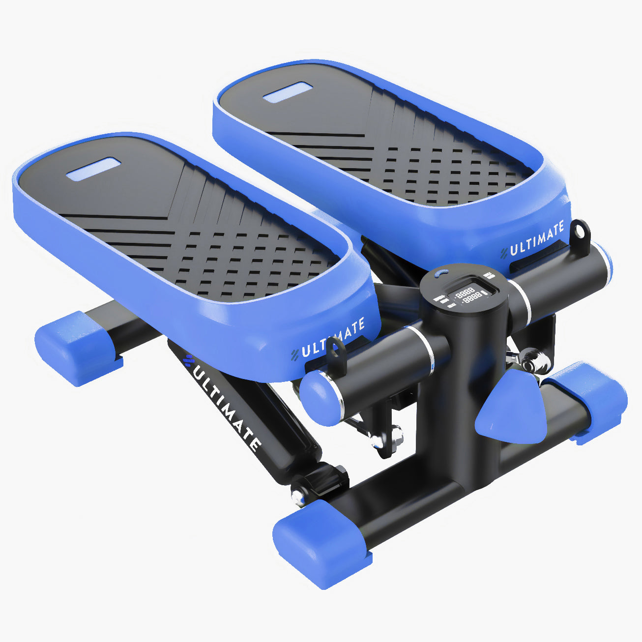 Mini-Stepper für das Heim- und Bürotraining, 150 kg Tragkraft, mit Widerstandsbändern und LCD-Monitor, blau