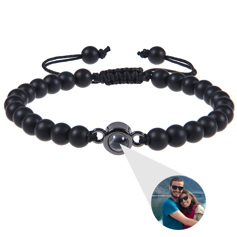 Fotoprojektionsarmband 100 Sprachen Ich liebe dich Naturstein personalisiertes Armband Bildschmuck