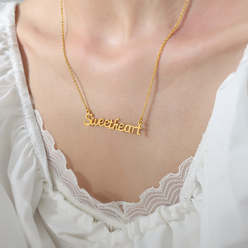 Hip-Hop-Punk-Schmuck mit vergoldeter Halskette aus Titanstahl und englischem Buchstabenanhänger
