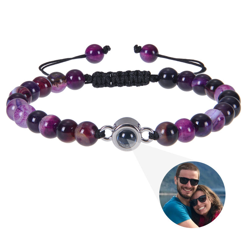 Fotoprojektionsarmband 100 Sprachen Ich liebe dich Naturstein personalisiertes Armband Bildschmuck