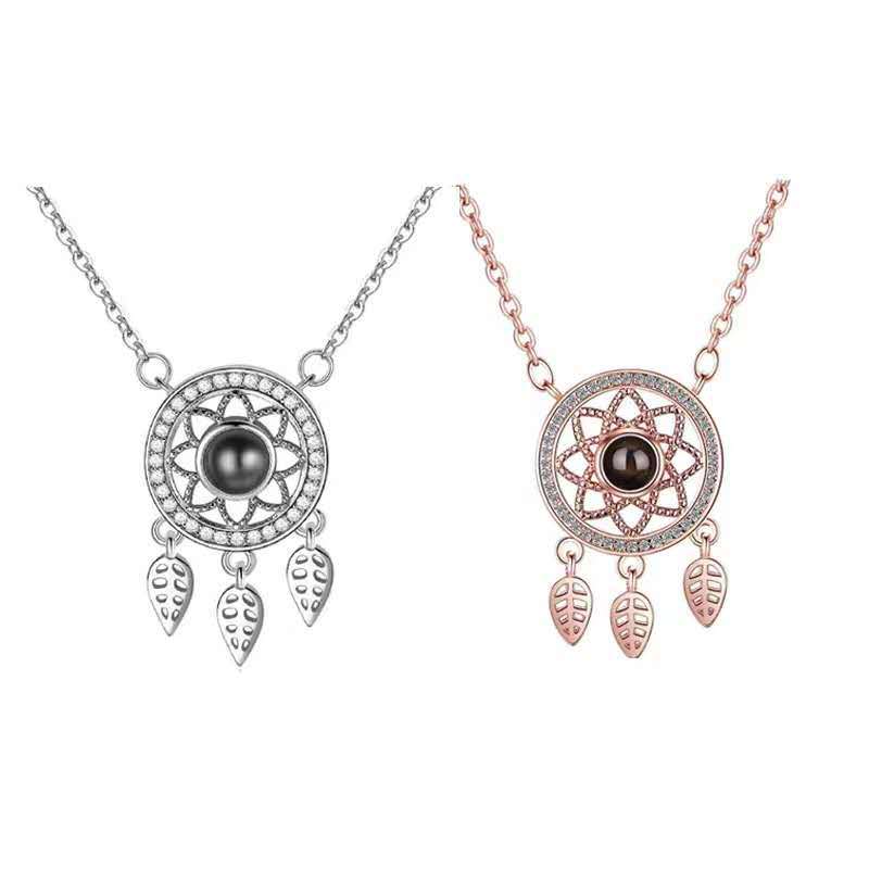 100 Sprachen Ich liebe dich Traumfänger Projektionshalskette Silberhalsband Kette Tiktok Same Qixi Valentinstagsgeschenk