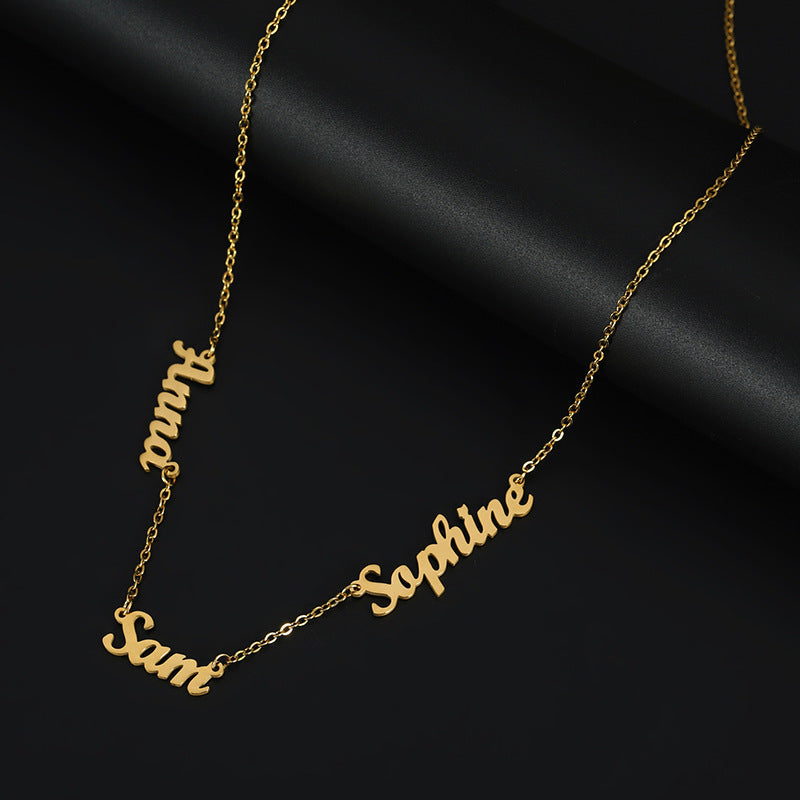 Personalisierte Namenskette aus Edelstahl, englischer Buchstabenanhänger, Damenschmuck mit mehreren Namen