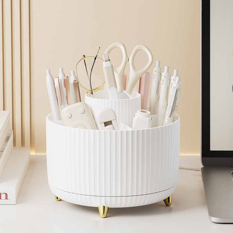 Drehbare staubdichte Aufbewahrungsbox für Stifthalter auf dem Schreibtisch zu Hause mit großer Kapazität für Badezimmer, Kosmetik und Kleinigkeiten