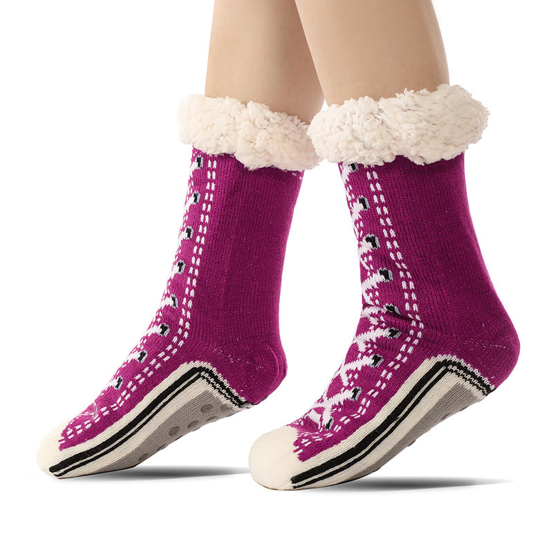 Bodensocken, Lammfell, warme Socken, Postpartumsocken, Haussocken, Schlafsocken, ultradicke Plüschsocken für Damen