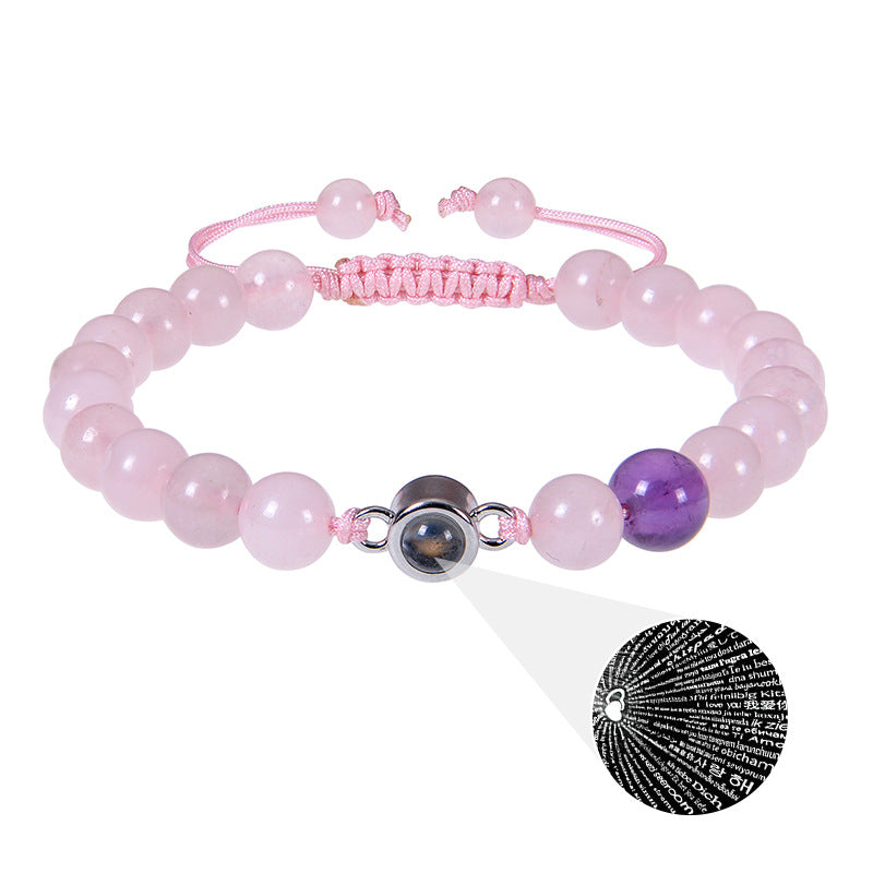 Fotoprojektionsarmband 100 Sprachen Ich liebe dich Naturstein personalisiertes Armband Bildschmuck