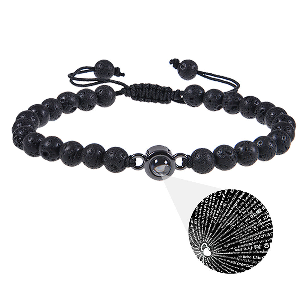 Fotoprojektionsarmband 100 Sprachen Ich liebe dich Naturstein personalisiertes Armband Bildschmuck