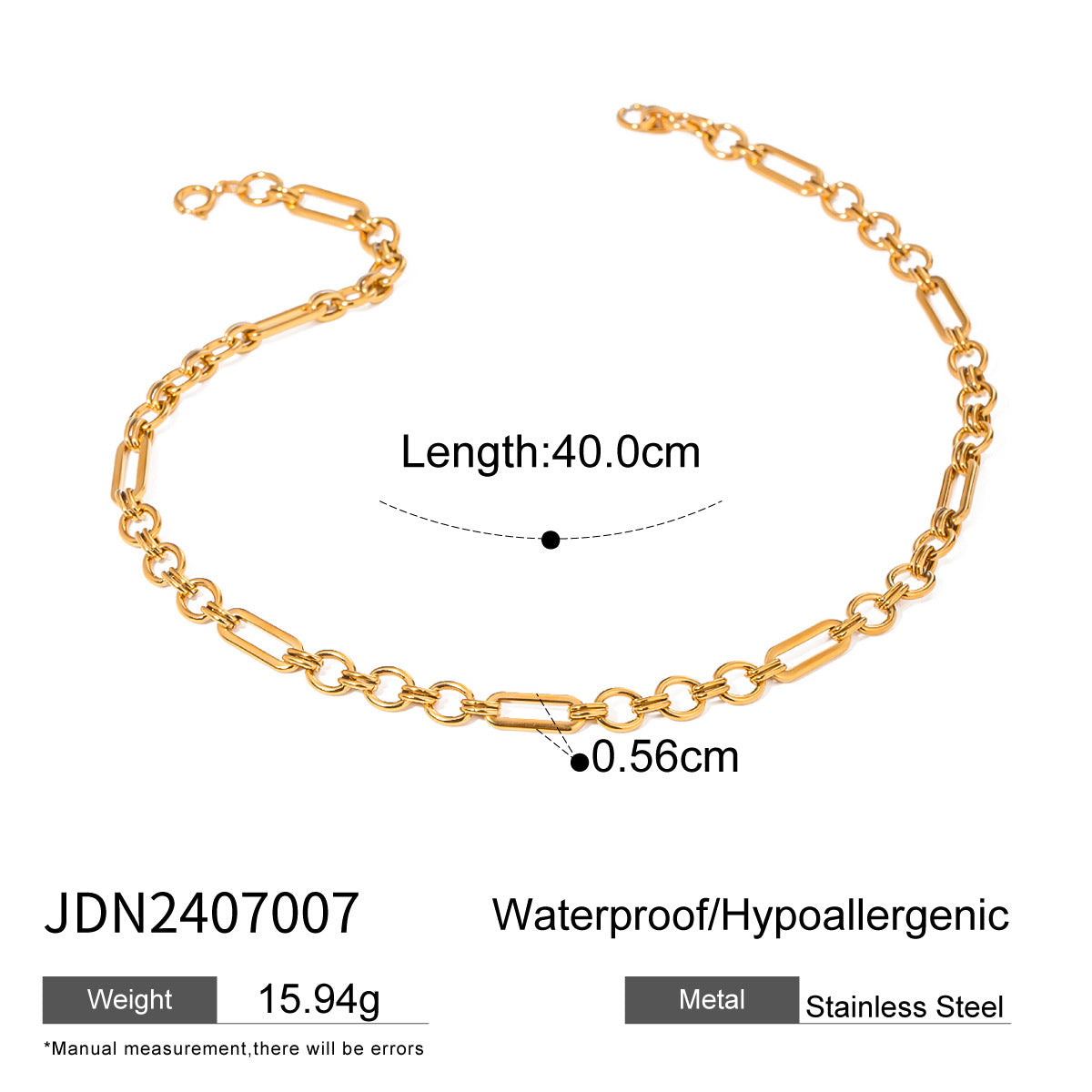 Fashion 18k gold stainless steel handmade chain 3:1 chain necklace female non-fading trendy jewelry