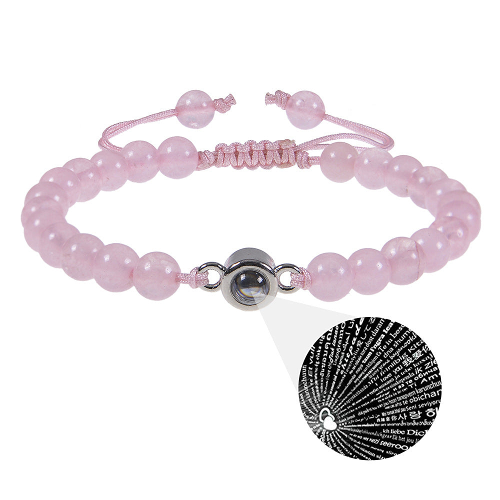 Fotoprojektionsarmband 100 Sprachen Ich liebe dich Naturstein personalisiertes Armband Bildschmuck