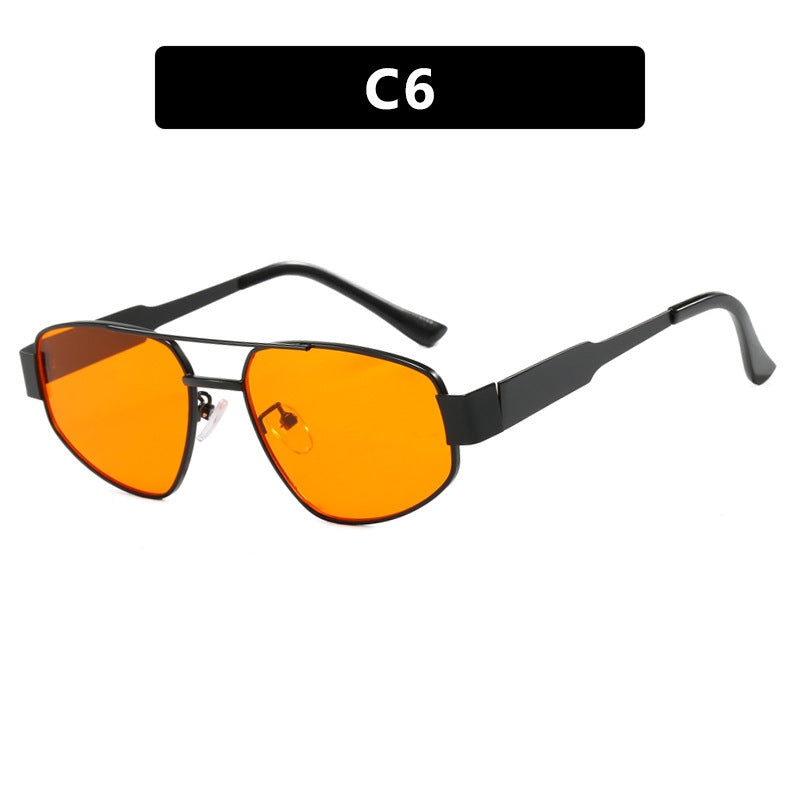 Doppelstrahl-Sonnenbrille für Damen, Sonnen- und Sonnenschutz-Sonnenbrille, Metall-Sonnenbrille, UV-beständige Sonnenbrille