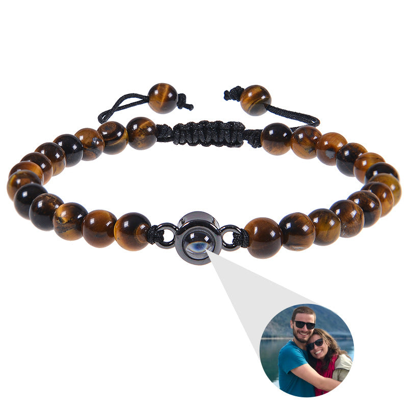 Fotoprojektionsarmband 100 Sprachen Ich liebe dich Naturstein personalisiertes Armband Bildschmuck
