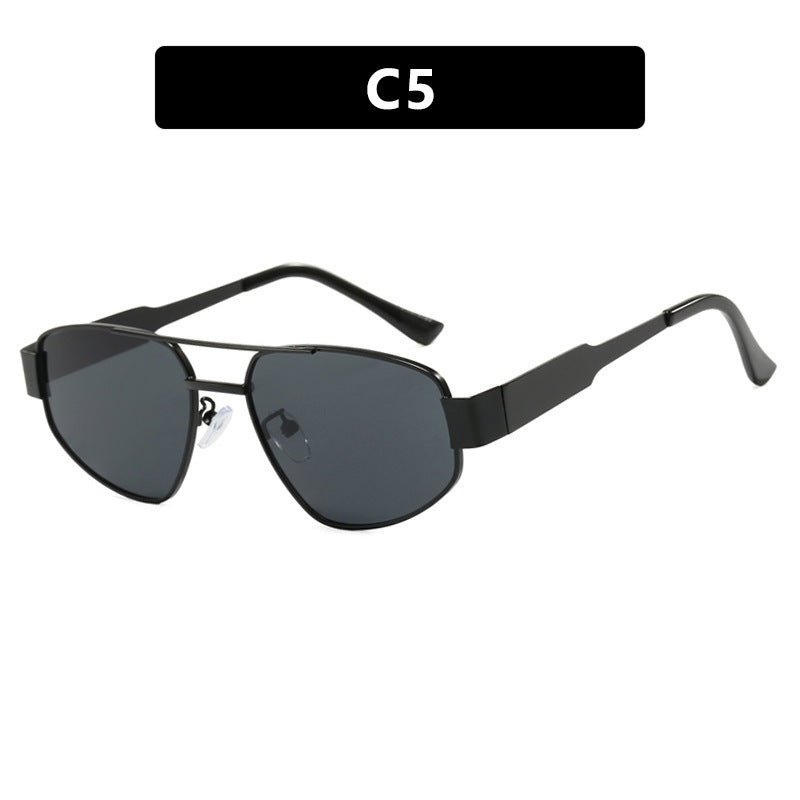 Doppelstrahl-Sonnenbrille für Damen, Sonnen- und Sonnenschutz-Sonnenbrille, Metall-Sonnenbrille, UV-beständige Sonnenbrille