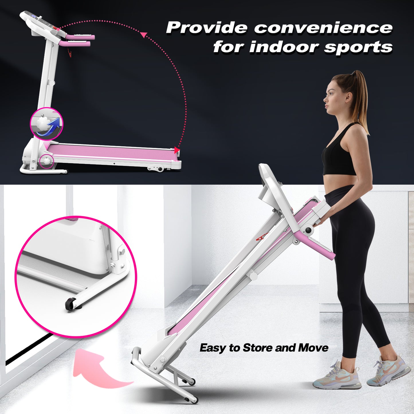 Faltbares Laufband, 2,5 PS, elektrisches Laufband, faltbar, Lauf- und Gehmaschine für das Fitnessstudio zu Hause, max. Gewichtskapazität 265 Pfund