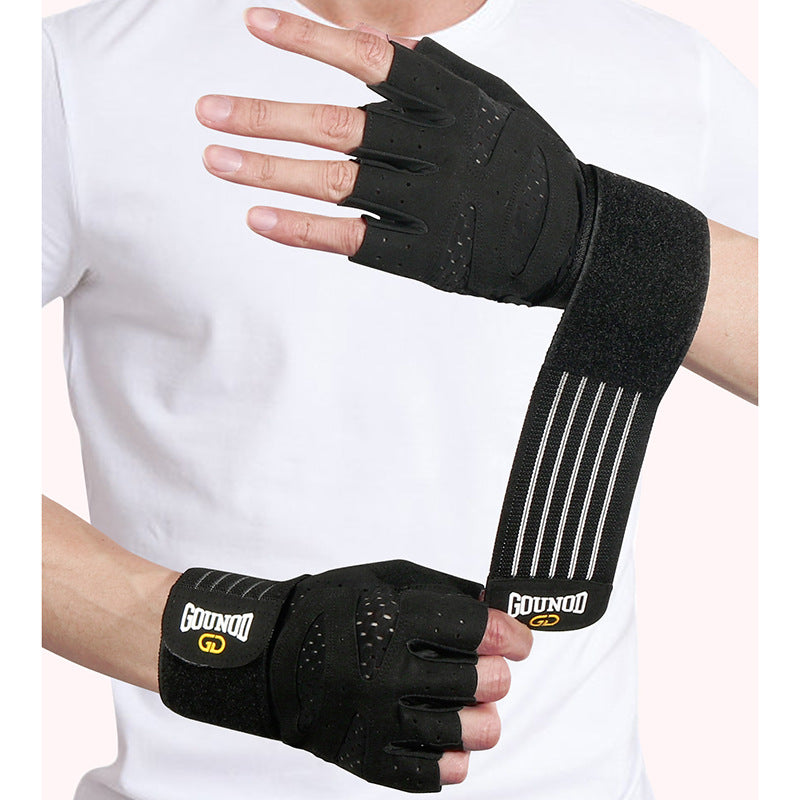 Fitnesshandschuhe verlängerte atmungsaktive und verschleißfeste Halbfingerhandschuhe für das Training
