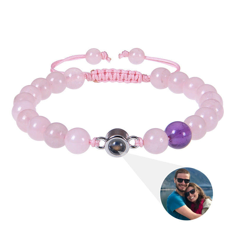 Fotoprojektionsarmband 100 Sprachen Ich liebe dich Naturstein personalisiertes Armband Bildschmuck